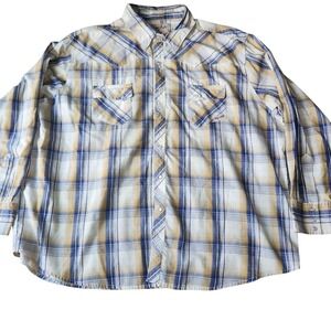 Wrangler 3X Western Plaid Shirt Cowboy Rodeo Country Button Up Long Sleeve